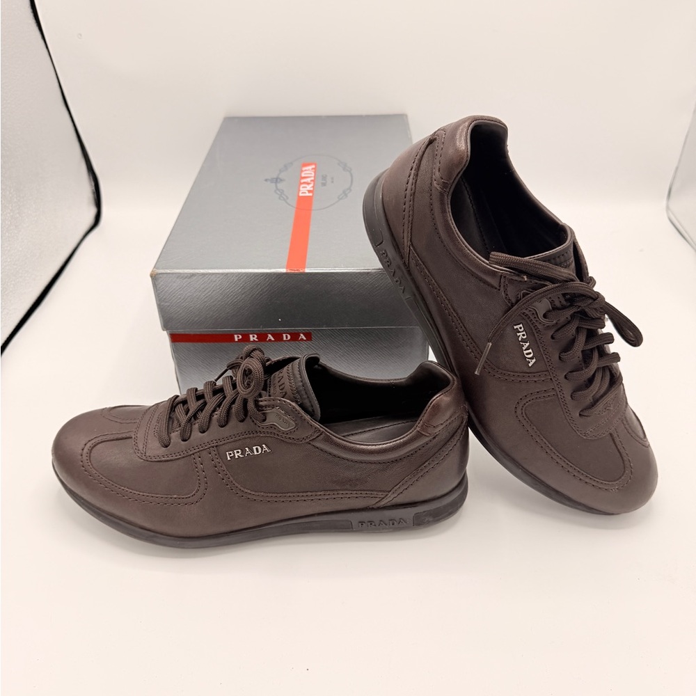 Prada Men's Dark Brown Aviator Sneakers